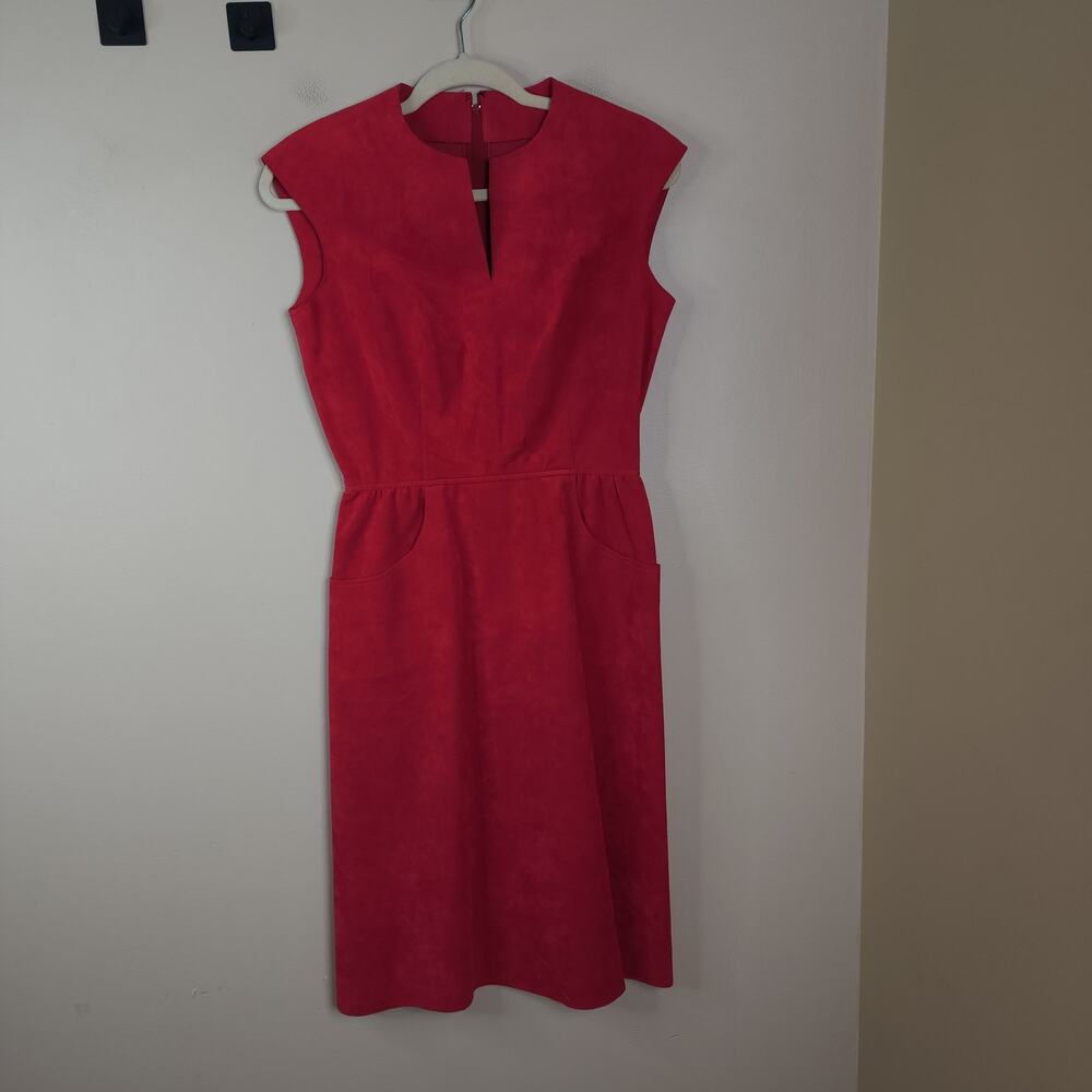 Vintage POSH Sleeveless Faux Suede A-line Dress in Red Size S